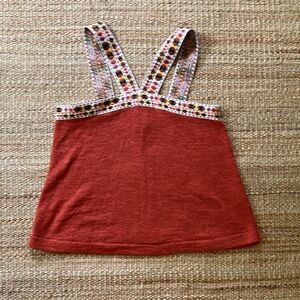 Madewell Burnt Orange Embroidered Swing Sweater Knit Tank Size M